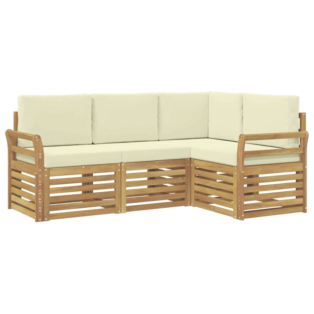 Set divani 4 pcs Bianco e Crema 190 x 130,5 x 73 cm Poliestere 3391755