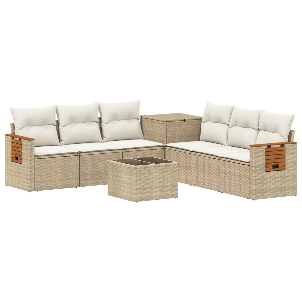 Set di divani 8 pz Beige e Bianco Crema 3448598