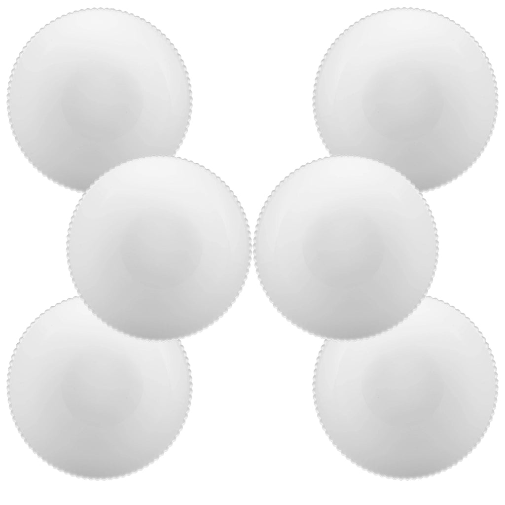 Set di 6 ciotole da insalata KADAX in vetro da 15 cm per zuppe e snack, bianche, scanalate.