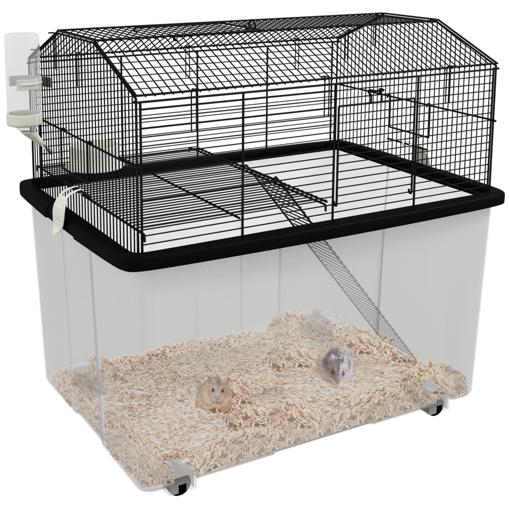 Gabbia per criceti 2 piani con ruote ¨C zephmum ¨C nero 57x43x57 cm