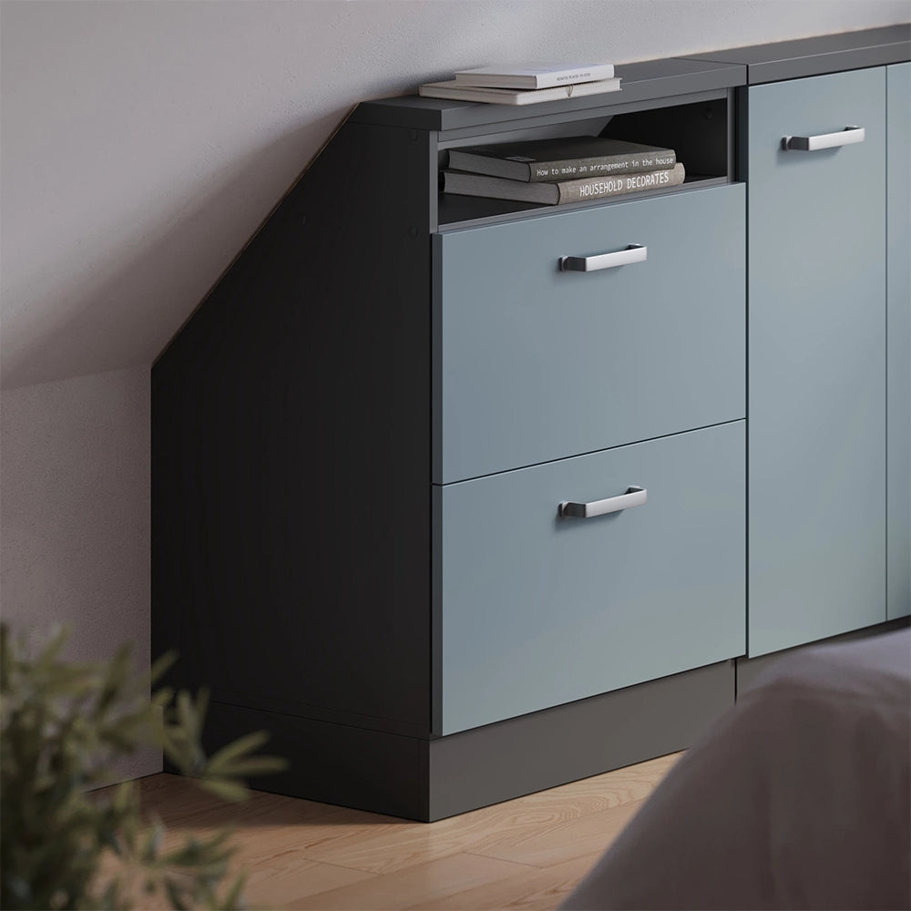Vicco Mobile sottotetto Blu-grigio/antracite con 2 cassetti