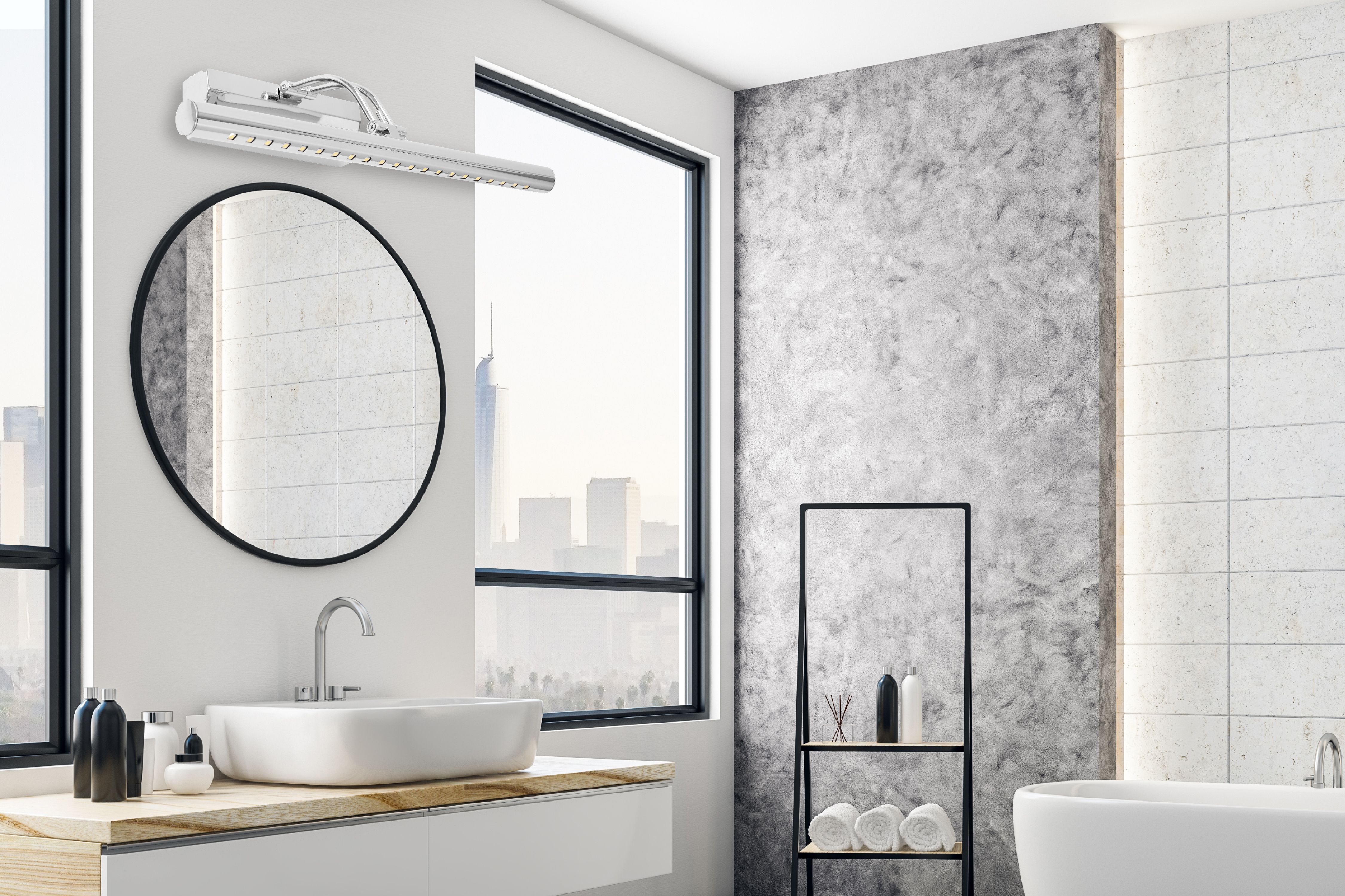 Lampada Da Parete Da Bagno Led Sopra Specchio 5w 40cm APP364-1W Cromo