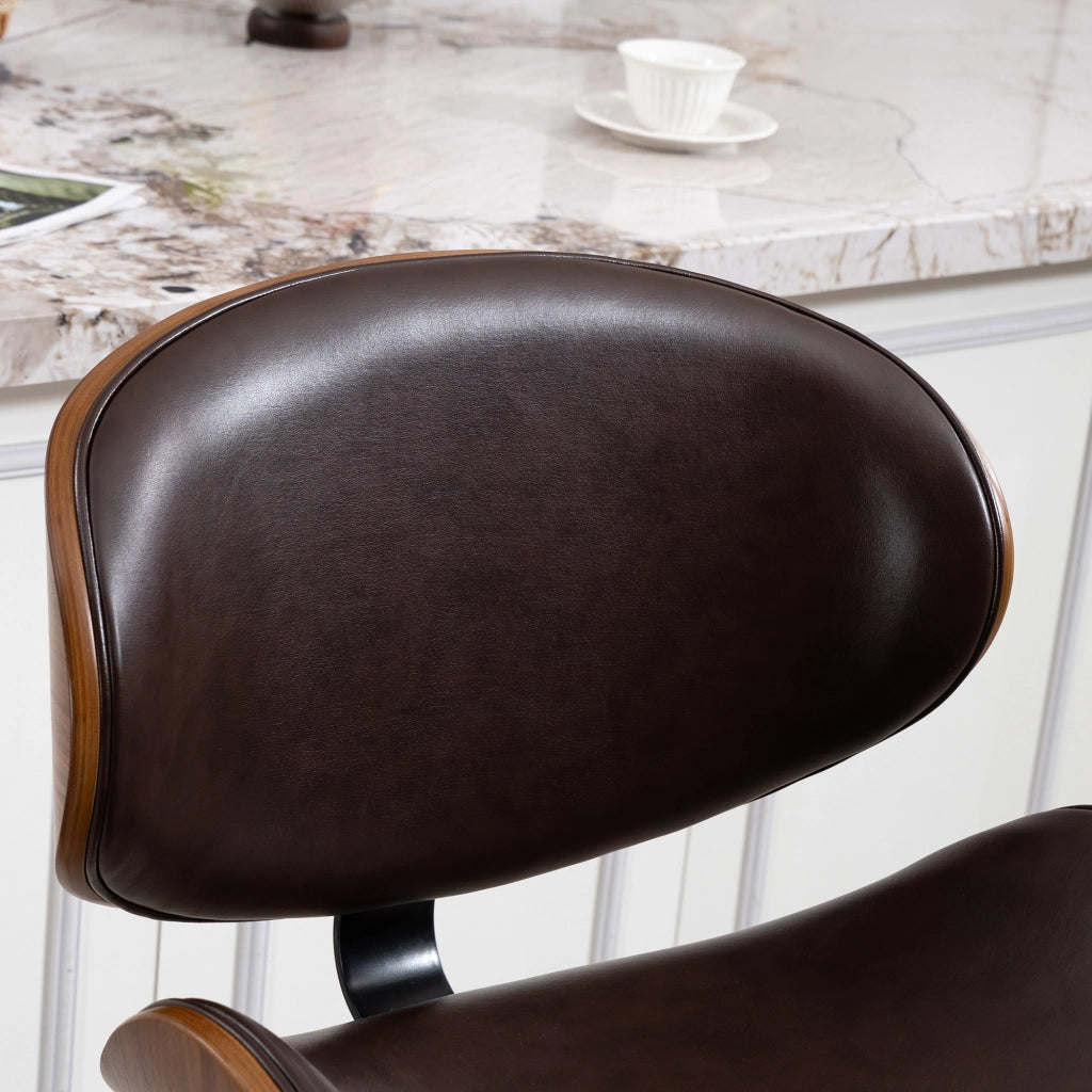 Sgabello da bar girevole regolabile in altezza con schienale ergonomico e poggiapiedi in pu marrone e metallo