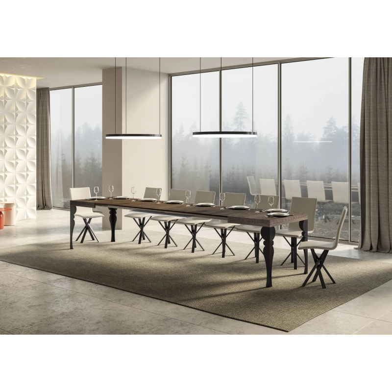 Tavolo allungabile 90x180/440 cm Paxon telaio Antracite - Noce