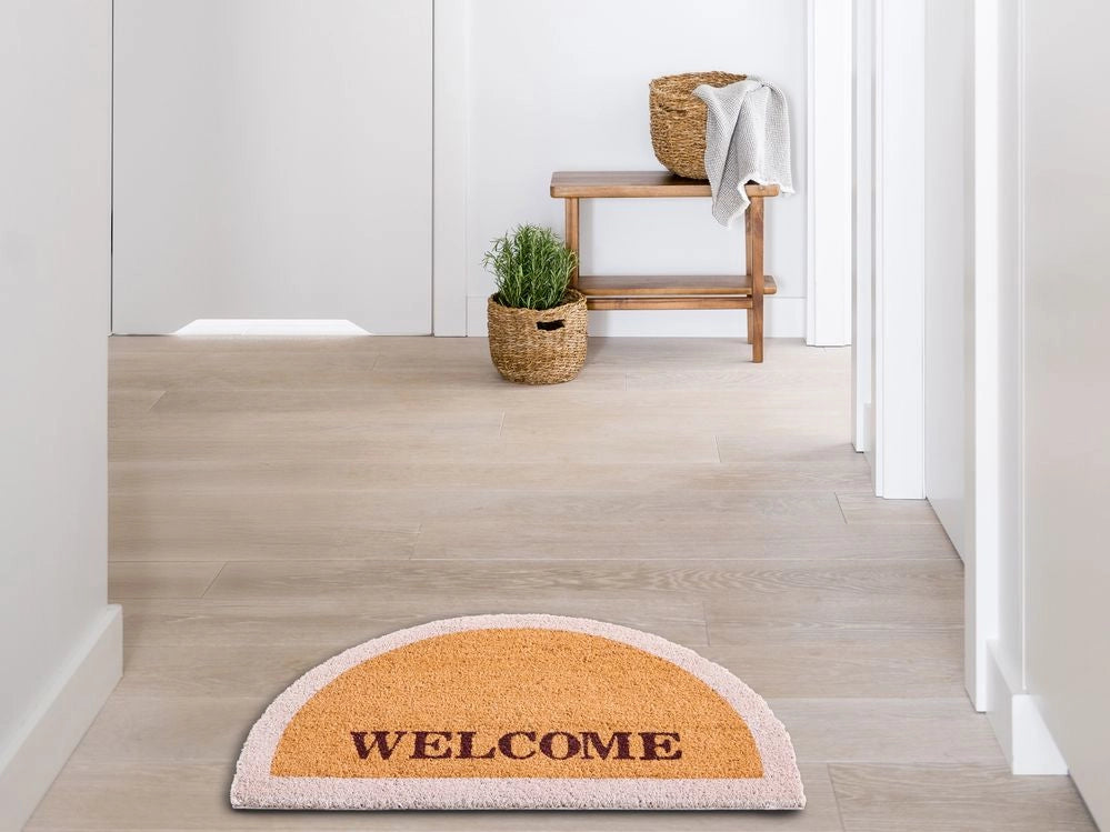 Zerbino in fibra di cocco antiscivolo 45 x 75 cm con supporto in PVC Naturale tappeto di benvenuto