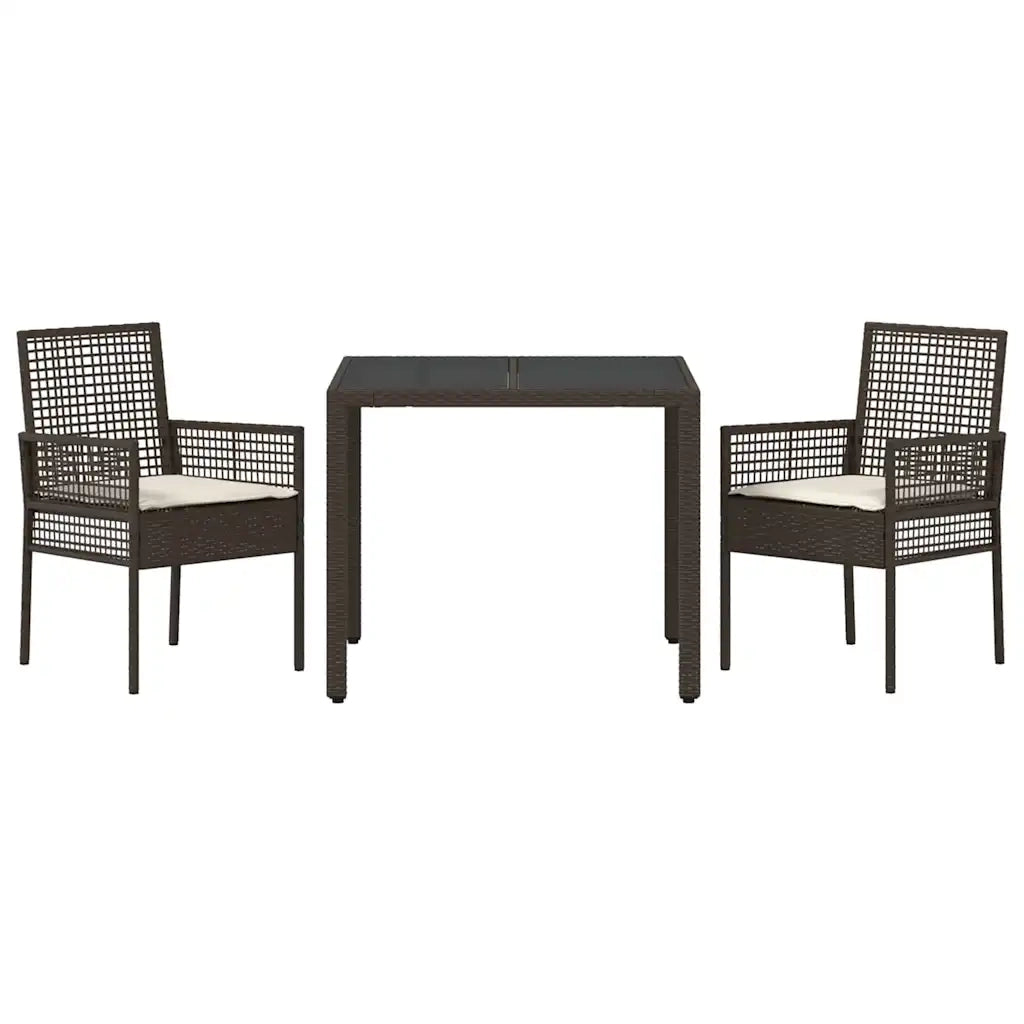 Set da Pranzo per Giardino 3 pz | Set Salotto da Giardino Marrone polyrattan