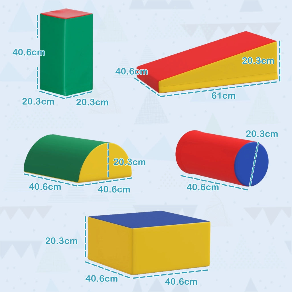 Blocchi Morbidi per Bambini 1-3 Anni ¨C Zephmum ¨C 5 Pezzi, Finta Pelle, Multicolore