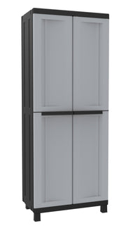 Armadio Portascope Modulare da Esterno 68x39x170 cm 2 Ante 4 Ripiani in Polipropilene Twist Grigio e Nero
