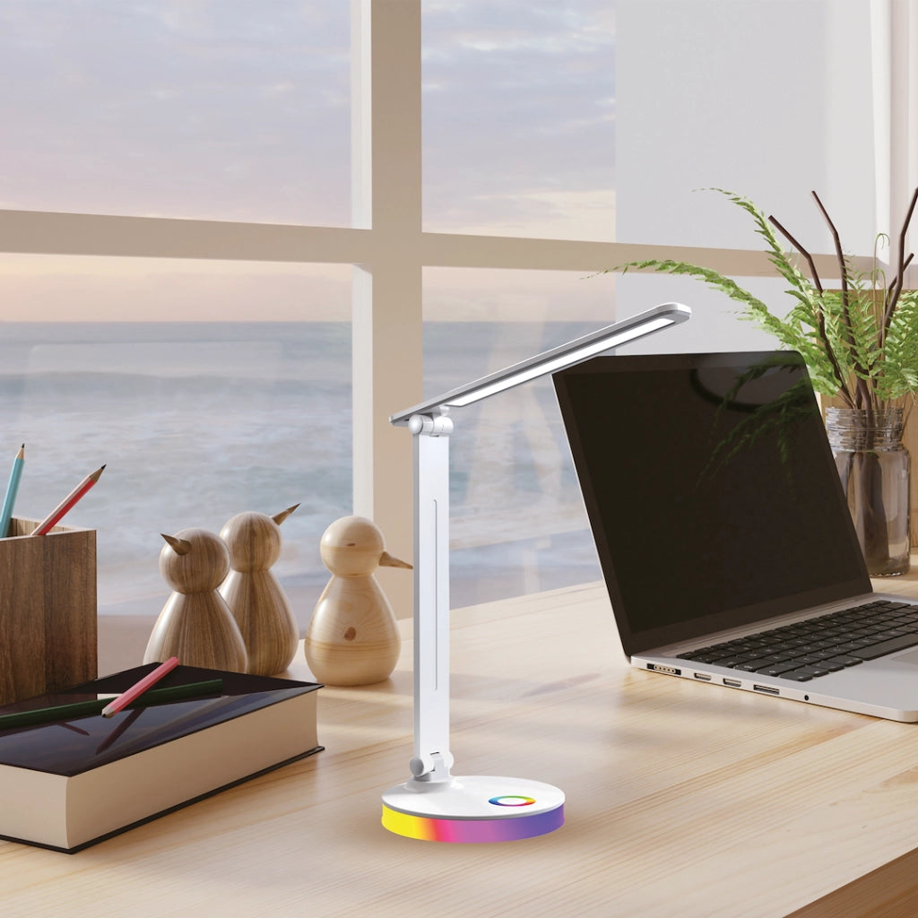 Lampada da scrivania BRUNO bianca LED 5W RGB touch Milagro