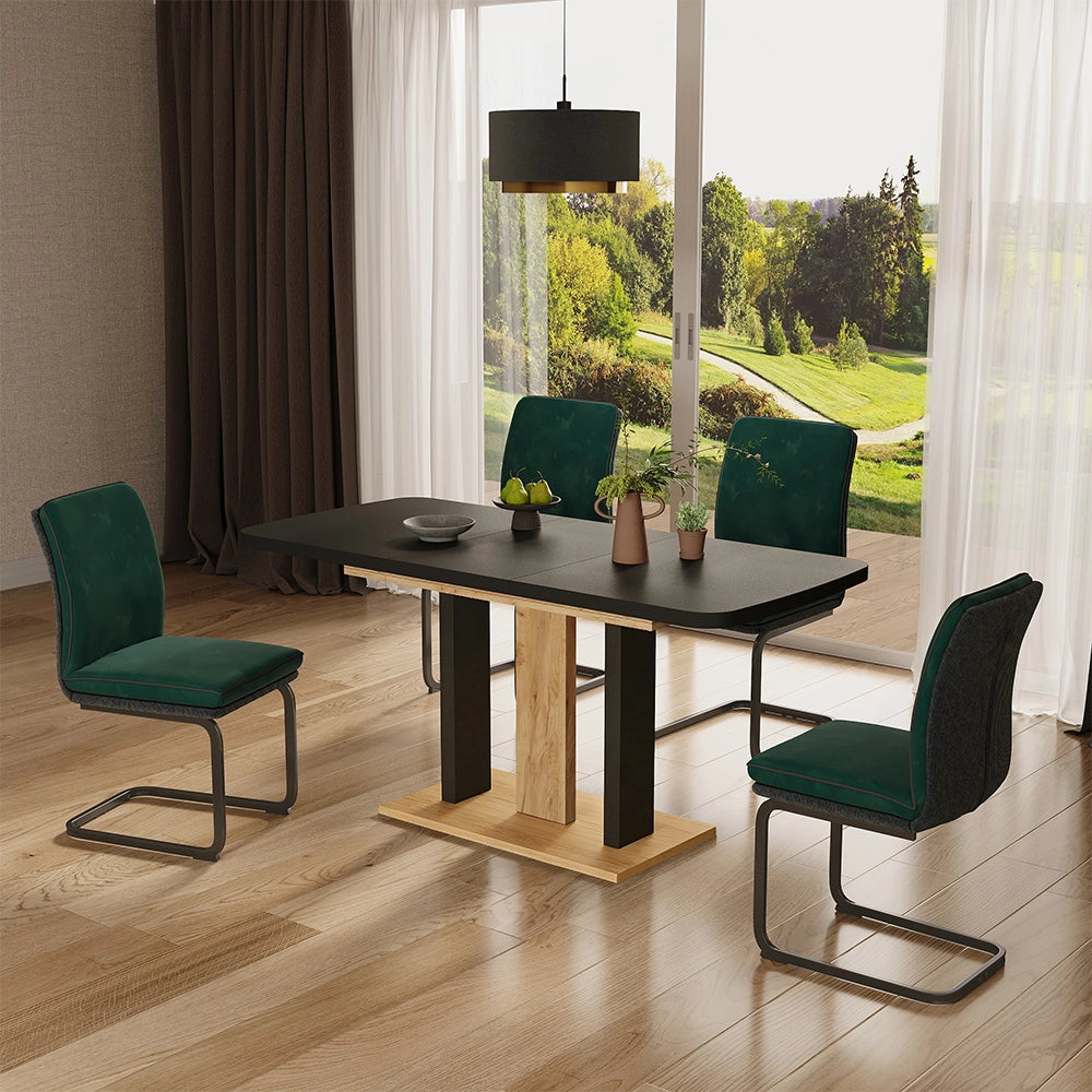 Vicco Tavolo da pranzo Estensibile Nero 120/160 x 80 cm 2 parti