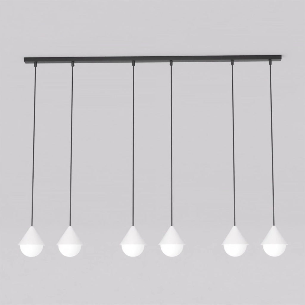 Lampada a sospensione GIRO in acciaio nero e vetro bianco