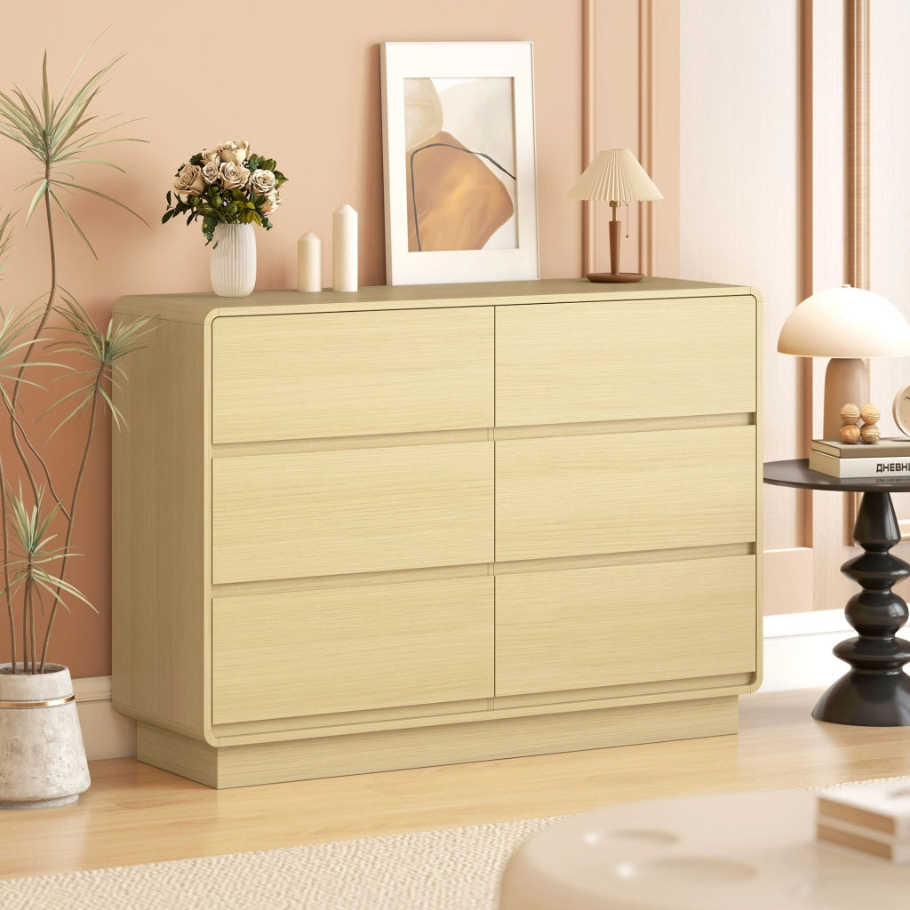Cassettiera 6 Cassetti Legno Naturale ¨C Zephmum ¨C 120x38x86 cm