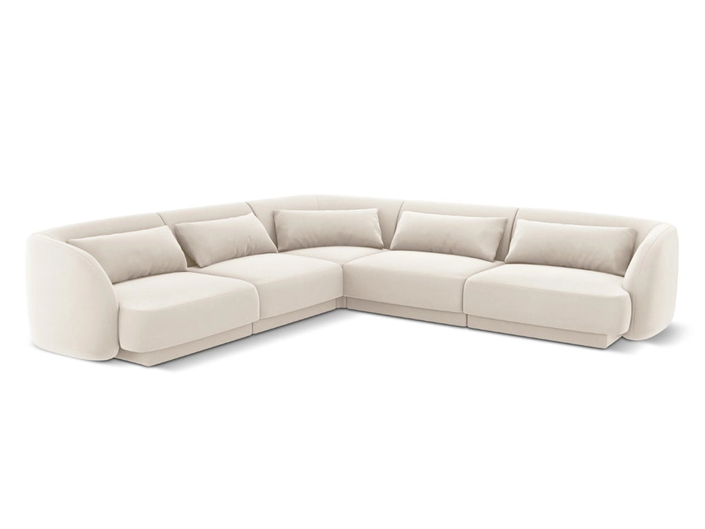 Cosmopolitan Design - Divano angolare reversibile "Tulum" 5 posti in velluto beige chiaro 