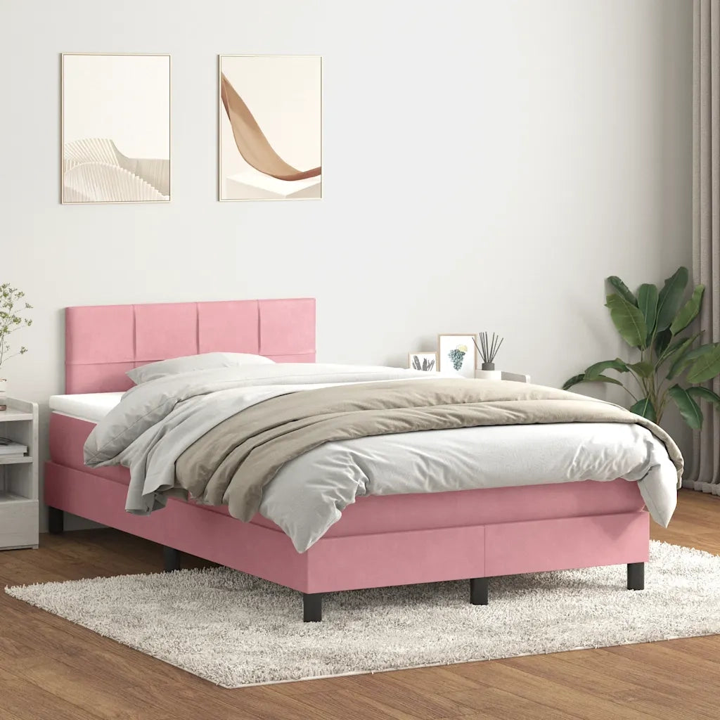 Letto a Molle con Materasso e LED Rosa 120x220 cm in Velluto 3316928