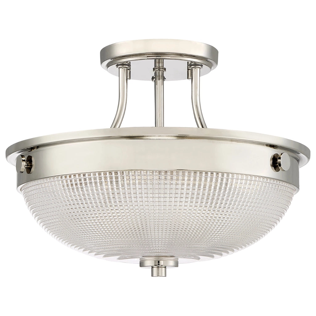 Lampada A Soffitto Contemporanea Mantle Vetro Nichel Lucido 2 Luci E27