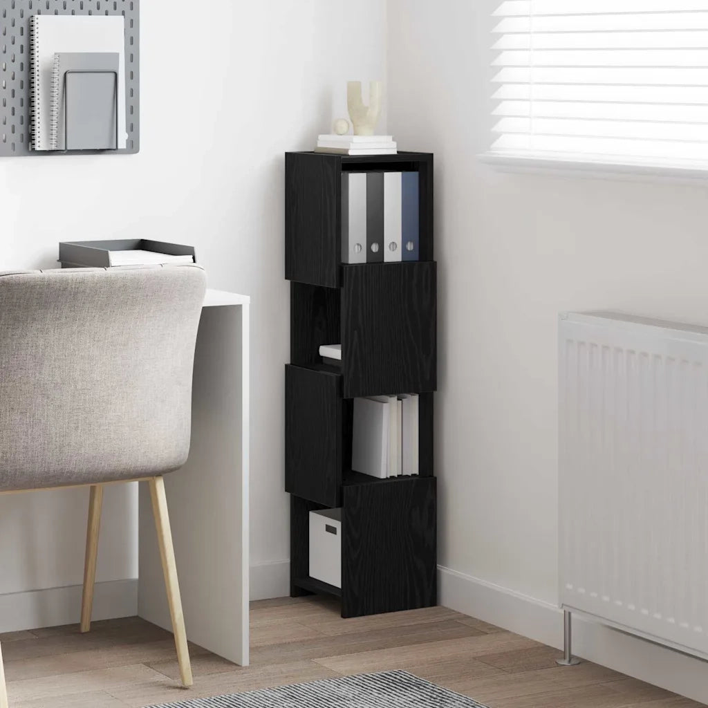 Mobile angolare 25,5x25x102cm Legno ingegnerizzato Rovere Nero 889806