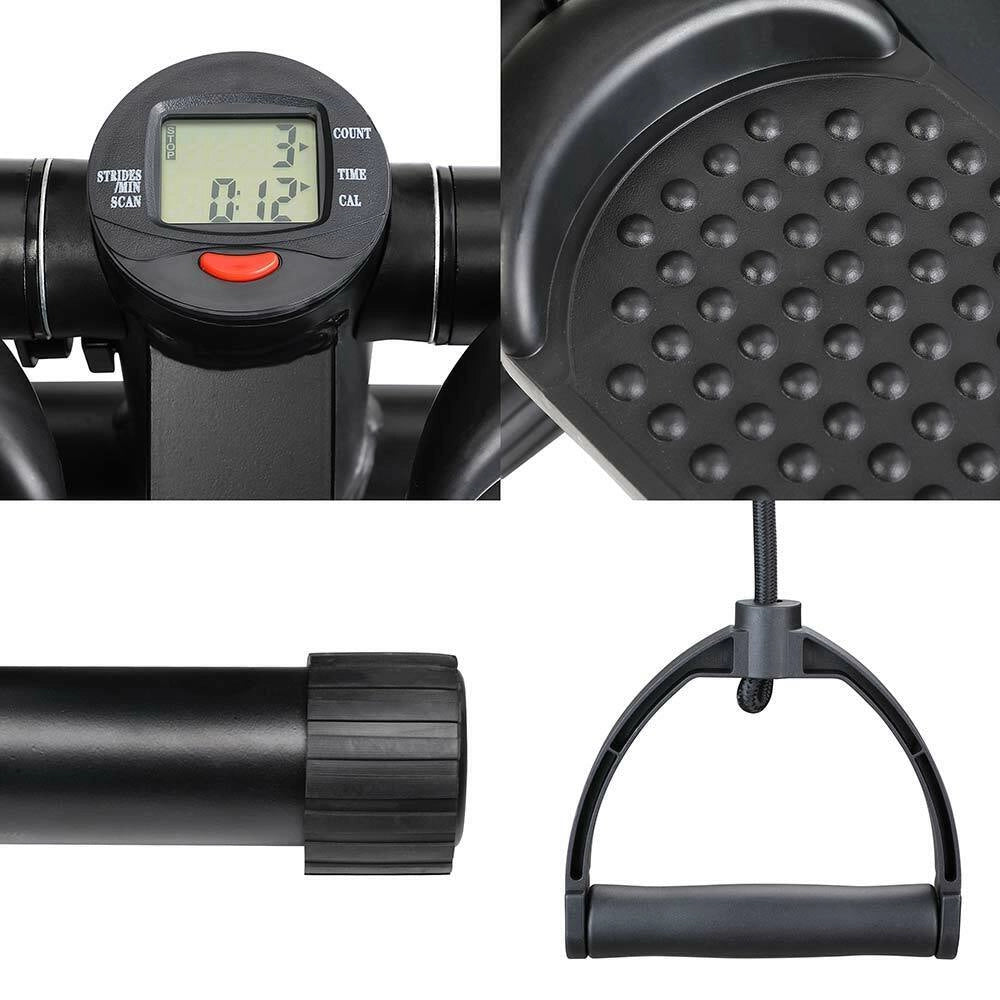 Stepper Allenamento Cardio Fitness Palestra con Manubri Elastici e Display Digitale Nero