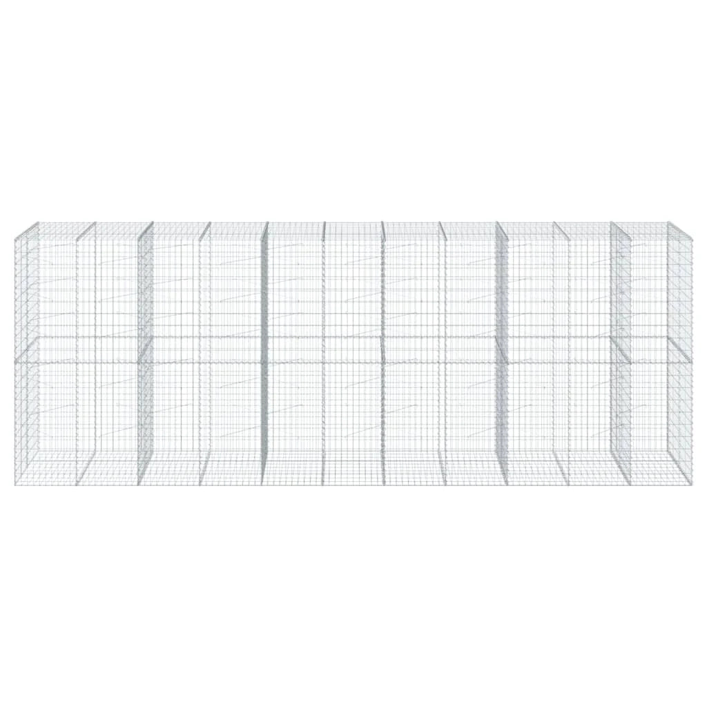 Gabbione recinto a gabbia muro di contenimento con coperchio 550 x 100 x 200 cm ferro zincato argento 02_0040178