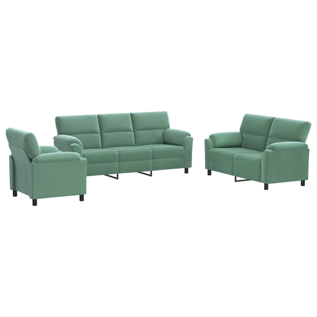 Set di divani 3 pcs Verde Mare Velluto 3430487
