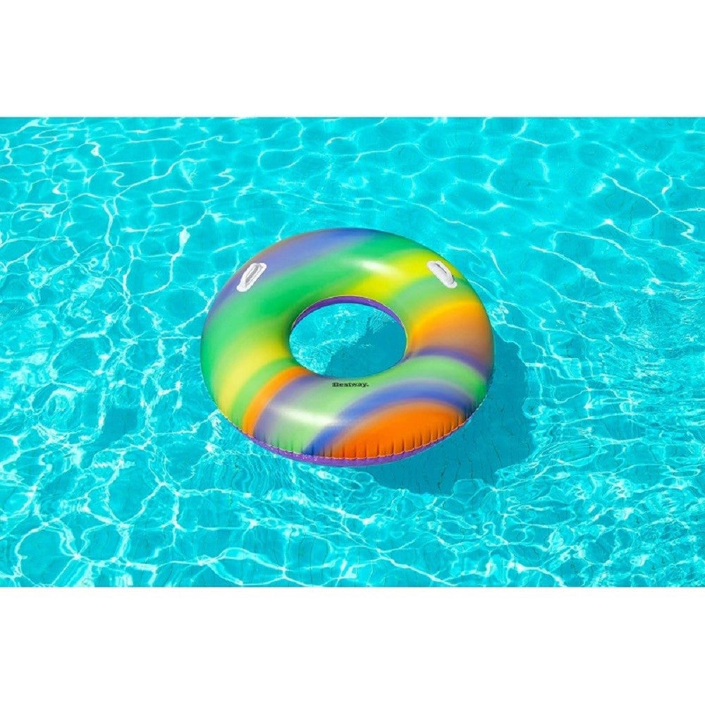 Trade Shop - Salvagente Fashion Rainbow Stampa Multicolore 119 Cm Con Maniglie Piscina 36352 -