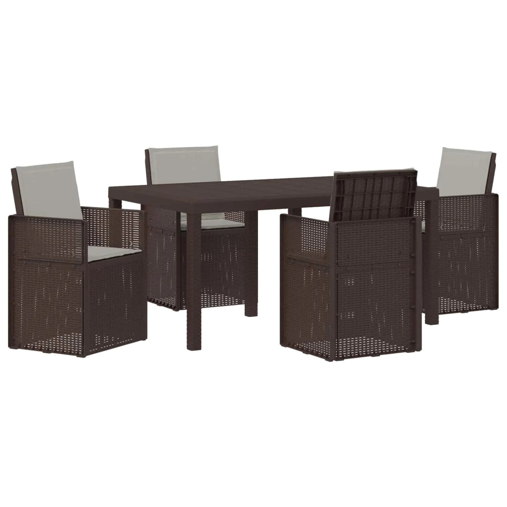 Set da Pranzo per Giardino 5 pcs Marrone e Grigio Chiaro PP