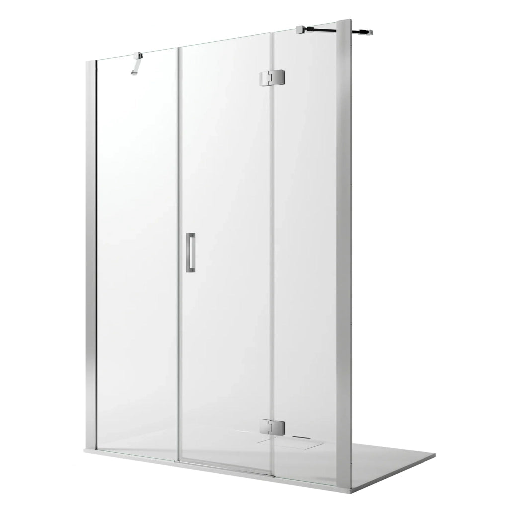 Porta Doccia 155CM H190 Vetro Trasparente con Easy-Clean mod. Flip Anta + Fisso