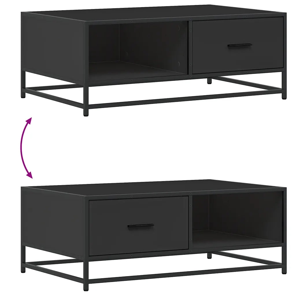 Tavolino salotto | Tavolino da caff¨¨ | Tavolino da Soggiorno Nero 90x57x35 cm in Truciolato e Metallo