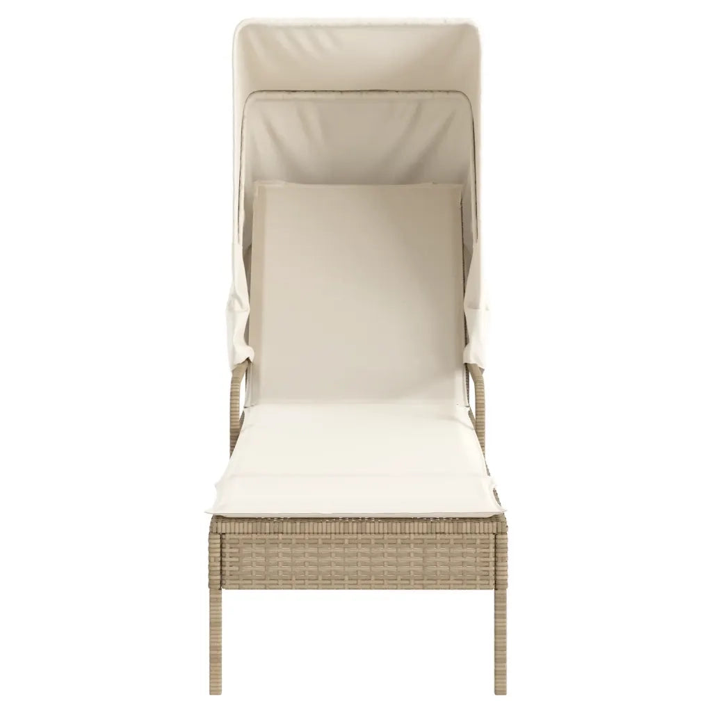 Lettini Prendisole 2 pz con Baldacchino e Tavolino Polyrattan 3261573