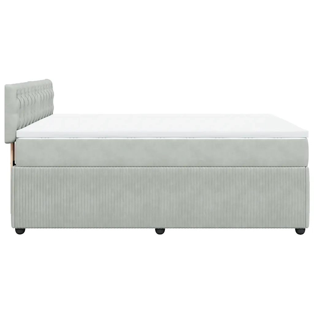 Giroletto a Molle con Materasso Grigio Chiaro 160x200cm Velluto