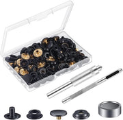 Set di Chiusura a Pressione 25 Pezzi - Kit di Chiusura a Pressione con Strumenti - Chiusura a Pressione 15 mm - Chiusura per Abbigliamento - Chiusura per Sartoria - Scatola di Conservazione Inclusa