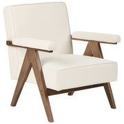Poltrona Beige Tessuto poliestere Rivestimenti Design retrò Struttura in legno Braccioli Soggiorno