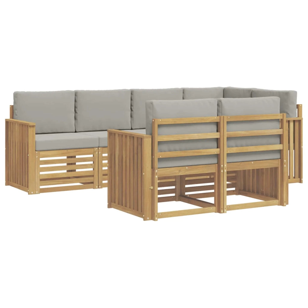 Set di divani da esterno 7 pcs Bianco e Grigio Chiaro 3391991
