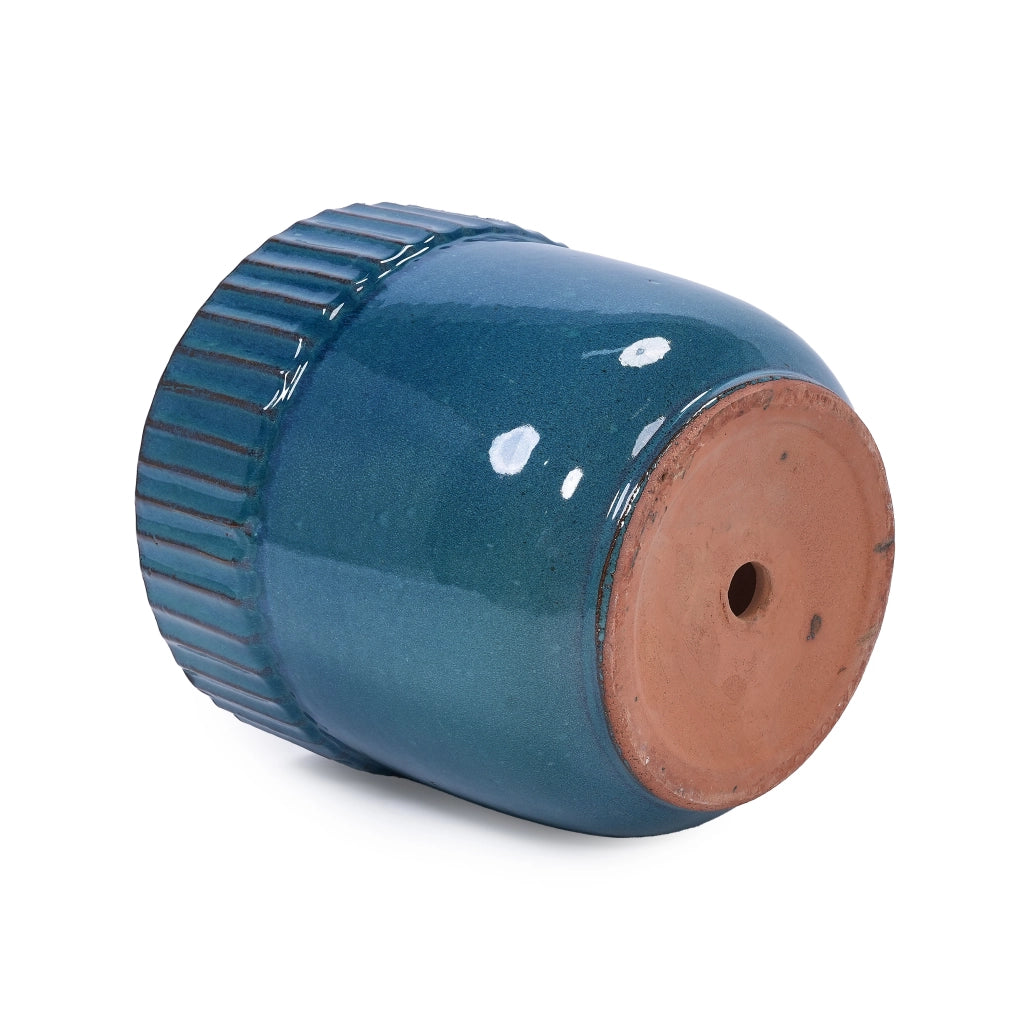 Set di 3 vasi in ceramica smaltata turchese con fori di drenaggio, Ø 38/30,5/23 cm