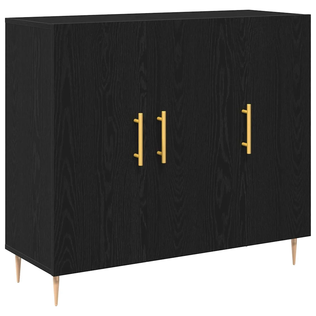 Credenza-Buffet-Armadio da cucina Rovere Nero 90 x 34 x 80 cm Legno multistrato 451944