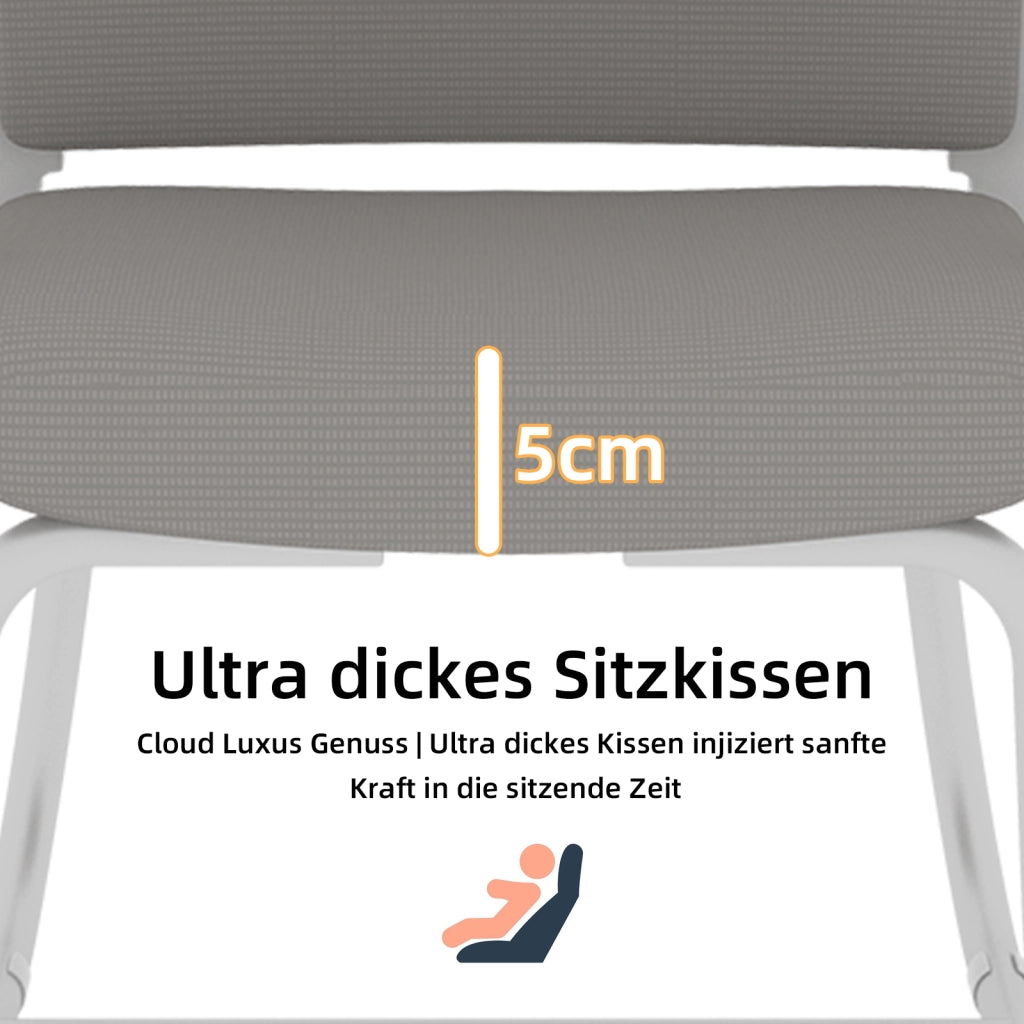 Sedia da ufficio con schienale in rete e braccioli integrati - in metallo - grigio e bianco