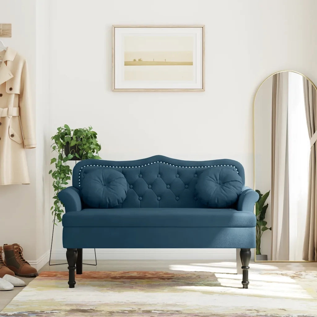 Panca con Cuscini Blu 120,5x65x75 cm in Velluto CFW1625440