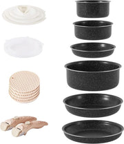 Set di Induzione con Manici Rimovibili - Insieme di Cucina - 5 Pezzi - Pietra - Superficie Antiscivolo