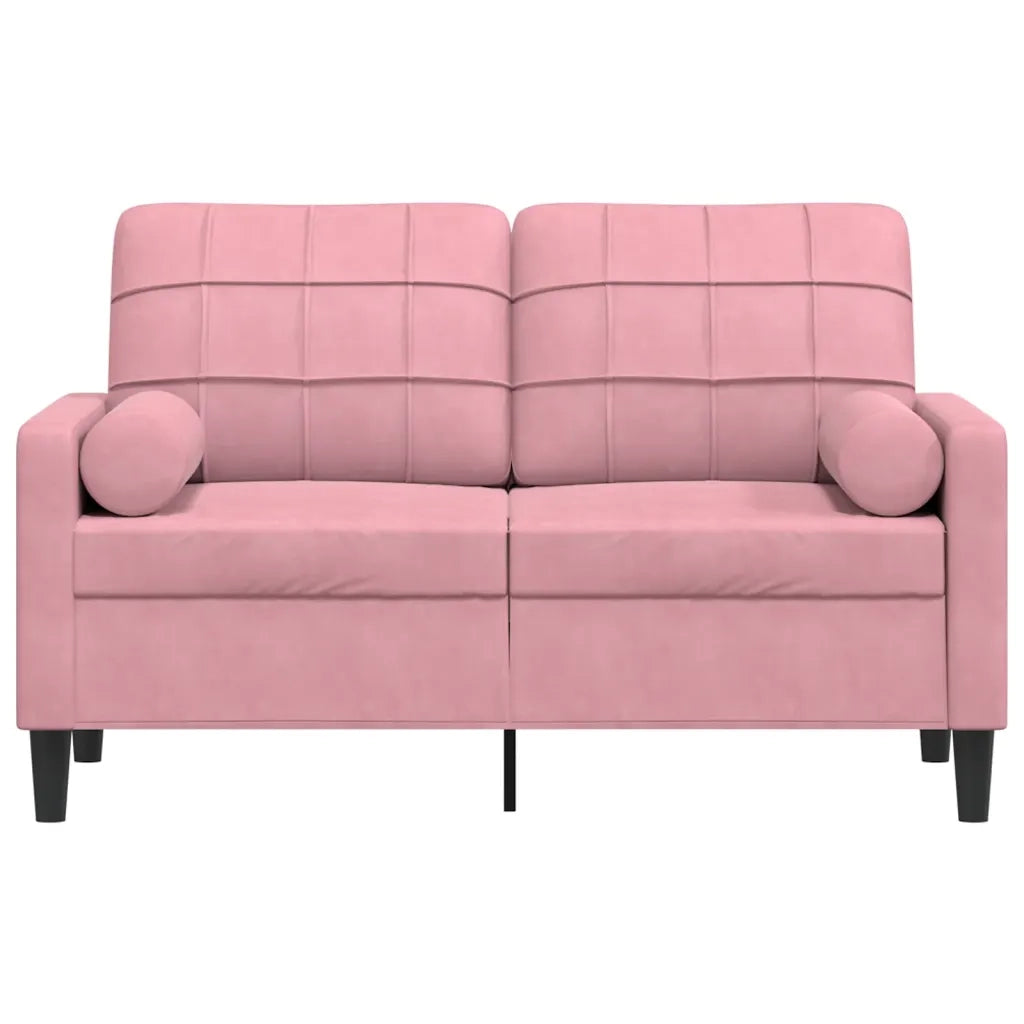 vidaXL Divano a 2 Posti con Cuscini Rosa 120 cm in Velluto