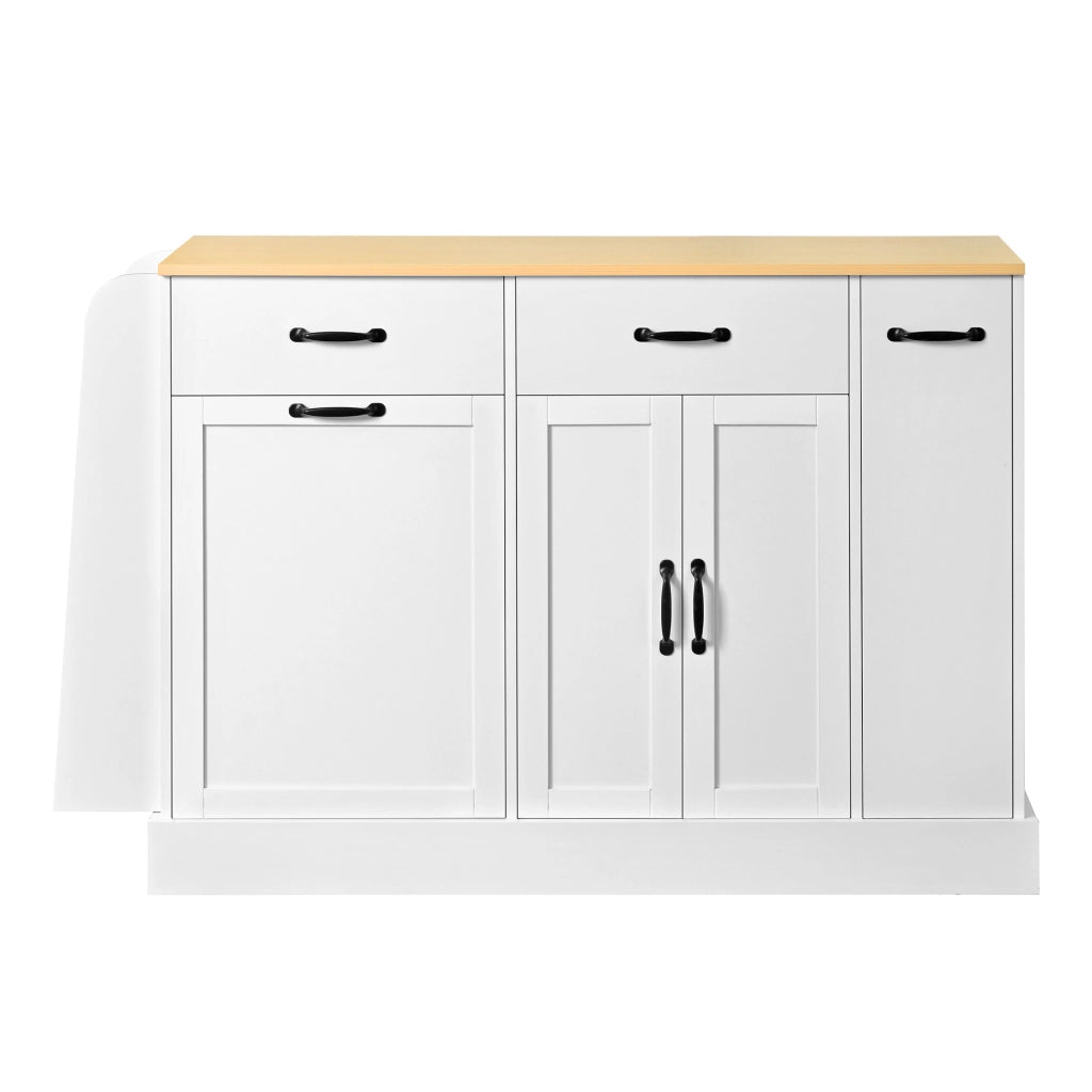 Credenza con ripiani aperti e vano rifiuti; per cucina e sala da pranzo; in MDF; bianco