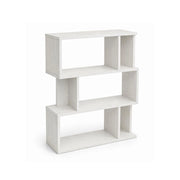 LIBRERIA CUBICA IN LEGNO BIANCO CON 3 RIPIANI SFALSATI DIMENSIONI  70X24X96 CM