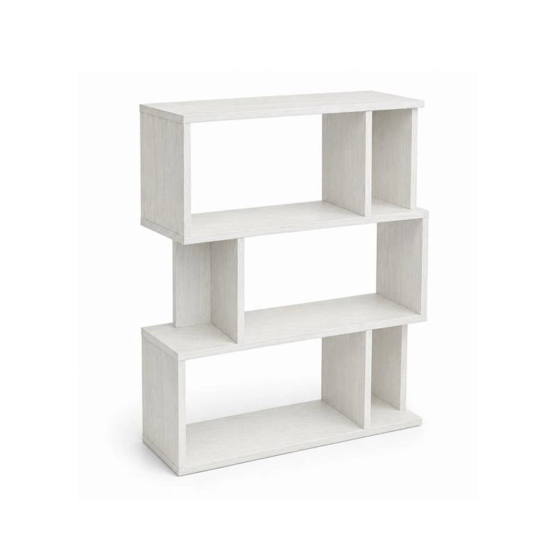 LIBRERIA CUBICA IN LEGNO BIANCO CON 3 RIPIANI SFALSATI DIMENSIONI  70X24X96 CM