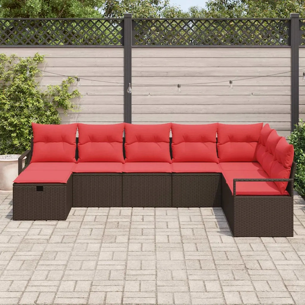 Set di divani con cuscino 8 pcs Marrone polyrattan