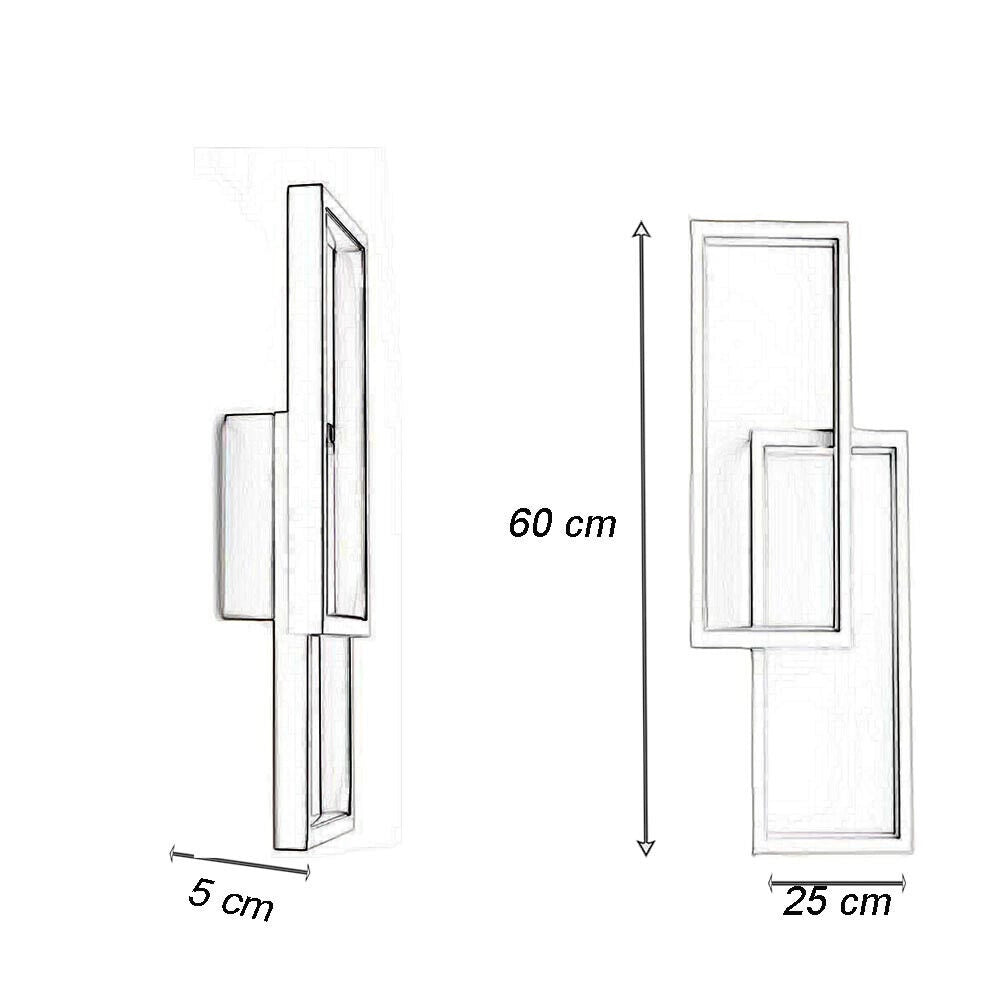 Applique Nera Lampada da parete per interni luce muro a LED 32W moderna con doppio rettangolo luminoso