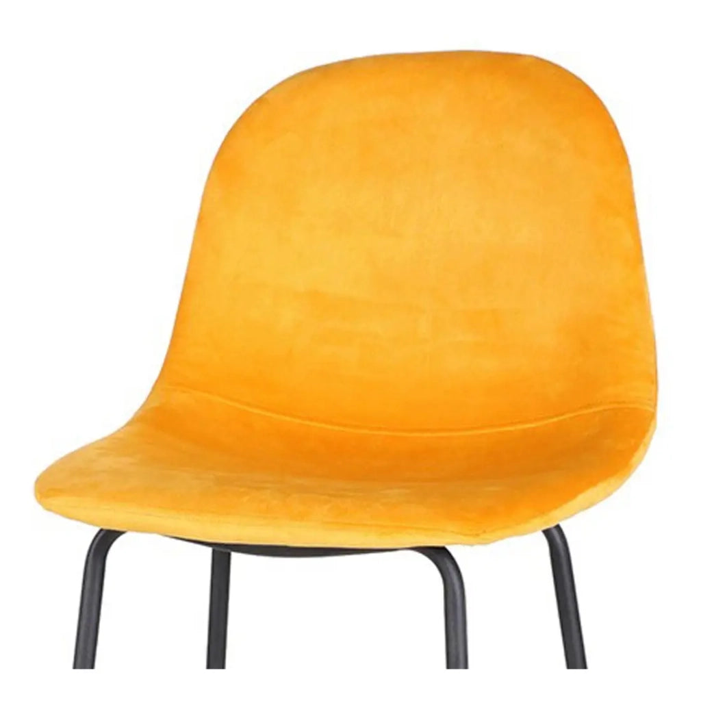 Set di 4 sgabelli da bar con schienale in velluto giallo e struttura in metallo collezione LALY - Stile industriale