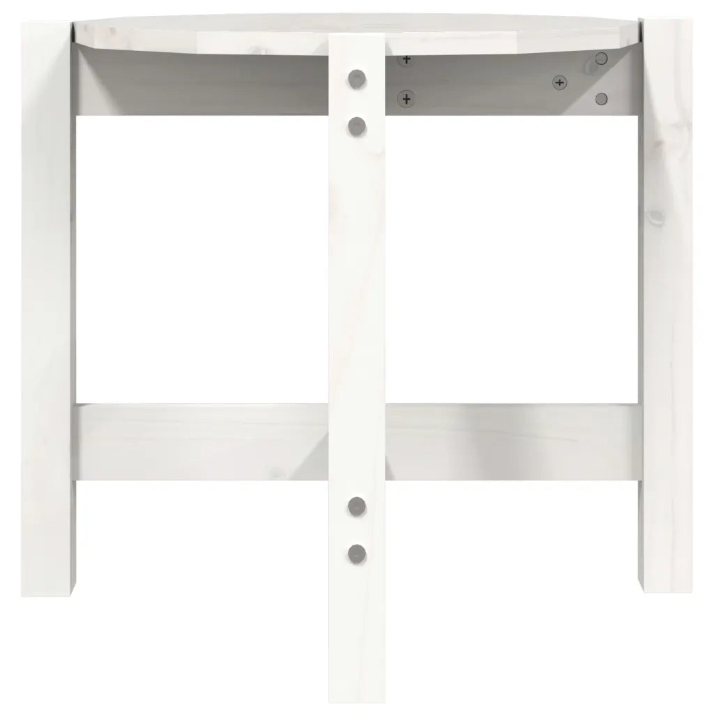 Tavolino da Salotto Bianco Ã˜ 52,5x45 cm Legno Massello di Pino cod mxl 19725