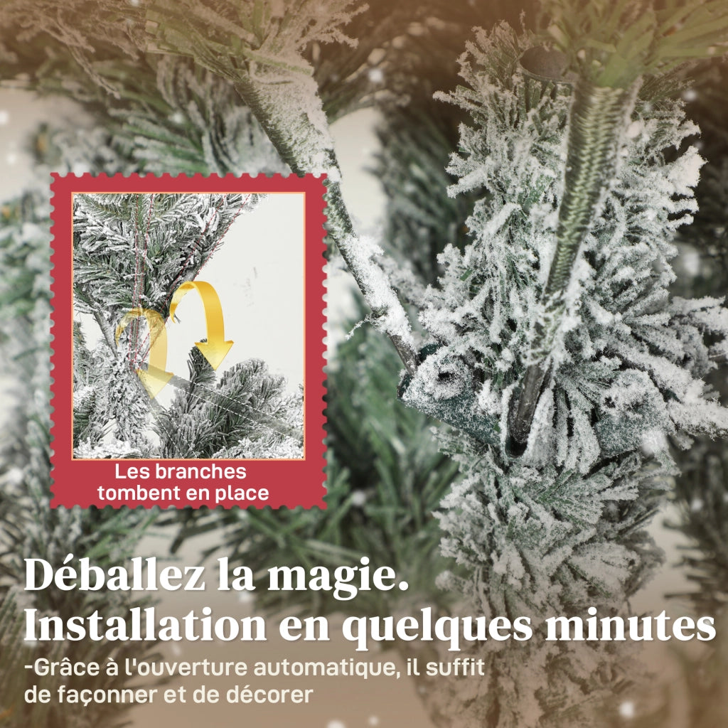 Albero di Natale artificiale innevato 180 cm ¨C zephmum ¨C verde con supporto metallo pieghevole