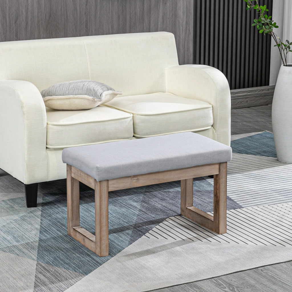 Panca imbottita multifunzione con gambe in legno 68x38x42 cm grigia