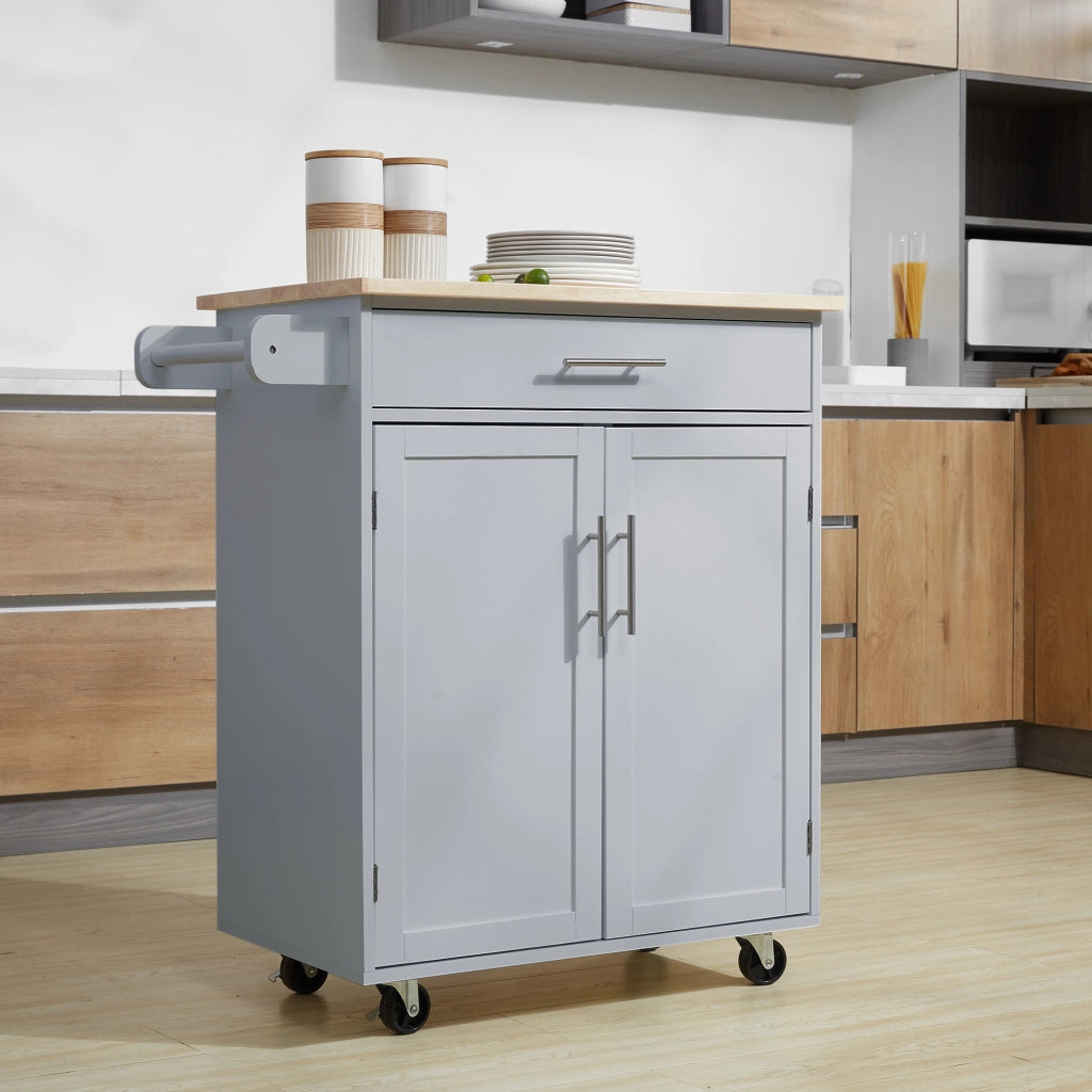 Carrello da cucina con cassetto e porta asciugamani ¨C zephmum ¨C grigio