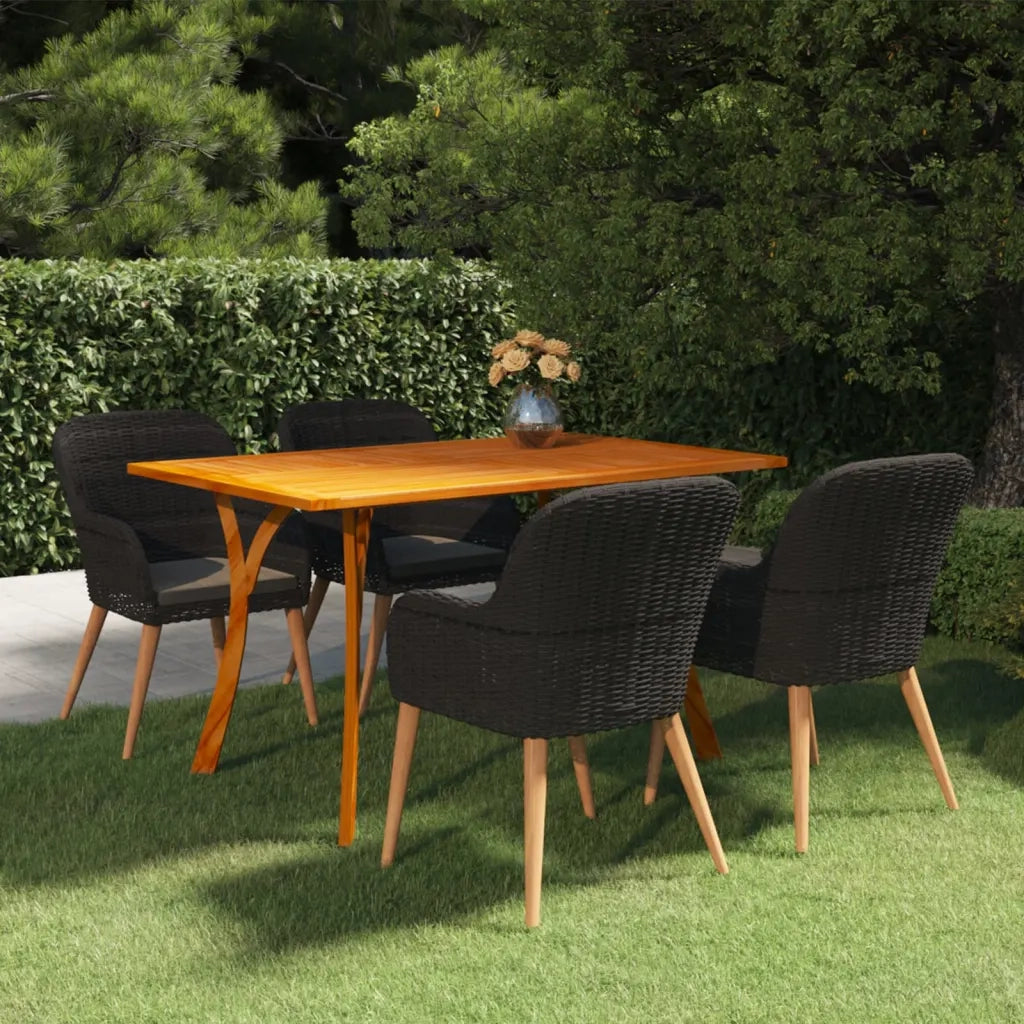 Set Mobili da Pranzo per Giardino 5 pz Nero 3072154