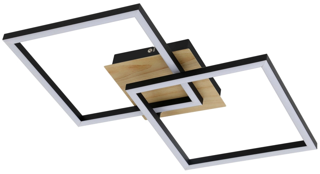 Plafoniera LED Rabalux Ashton 24W nero opaco quadrata 40cm